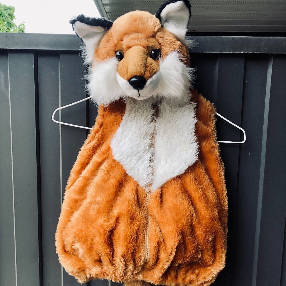 Candy Corn Lane Baby Fox Halloween Costume 9โ12 Months โ Plush Hooded Bodysuit